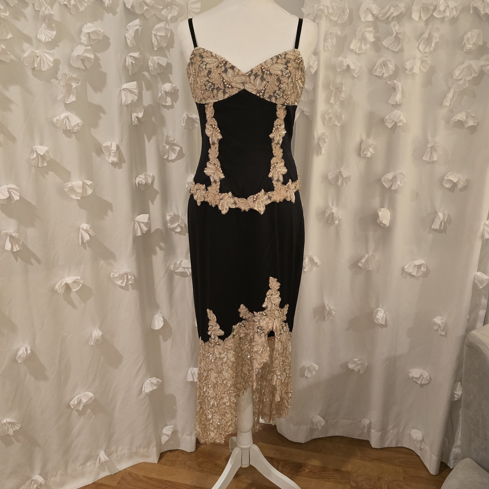 Cache Black and Gold High Low Dress